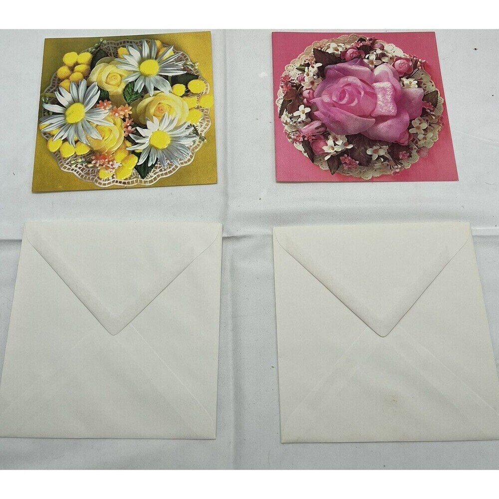 2 Vintage 70’s QUALITY CREST Greeting Cards With Envelopes Happy Birthday Unused